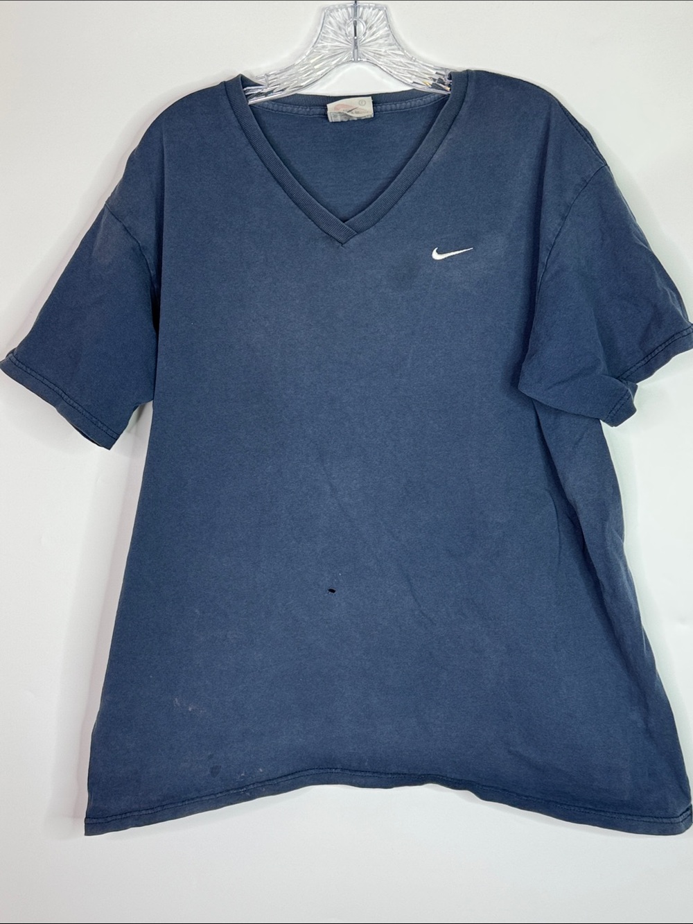 Vintage Nike Navy Blue Vneck Grunge Tshirt 90s Size Large